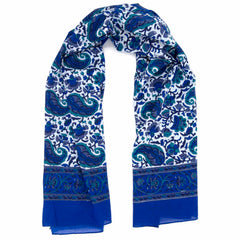 Blue Paisley Square Scarf-Siesta Crafts