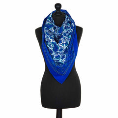 Blue Paisley Square Scarf-Siesta Crafts