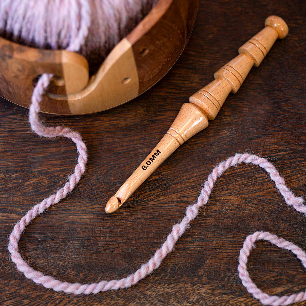Decorative Wooden Crochet Hook - 8mm