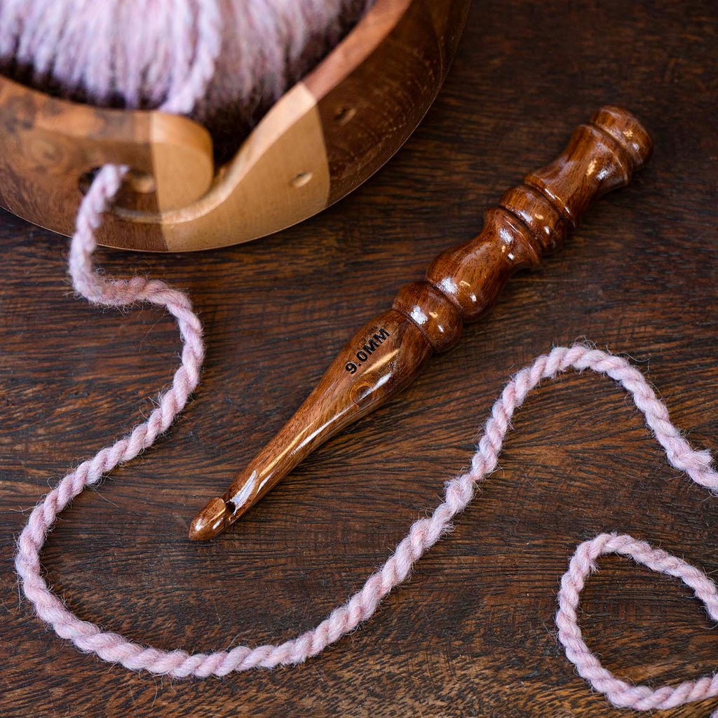 Decorative Wooden Crochet Hook - 9mm