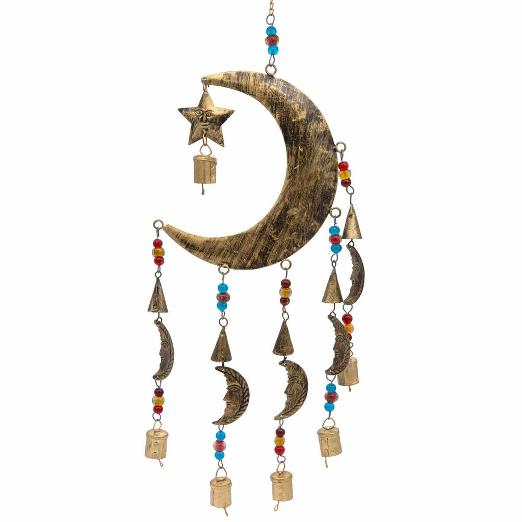 Metal Moon Mobile with Bells and Mini Moons