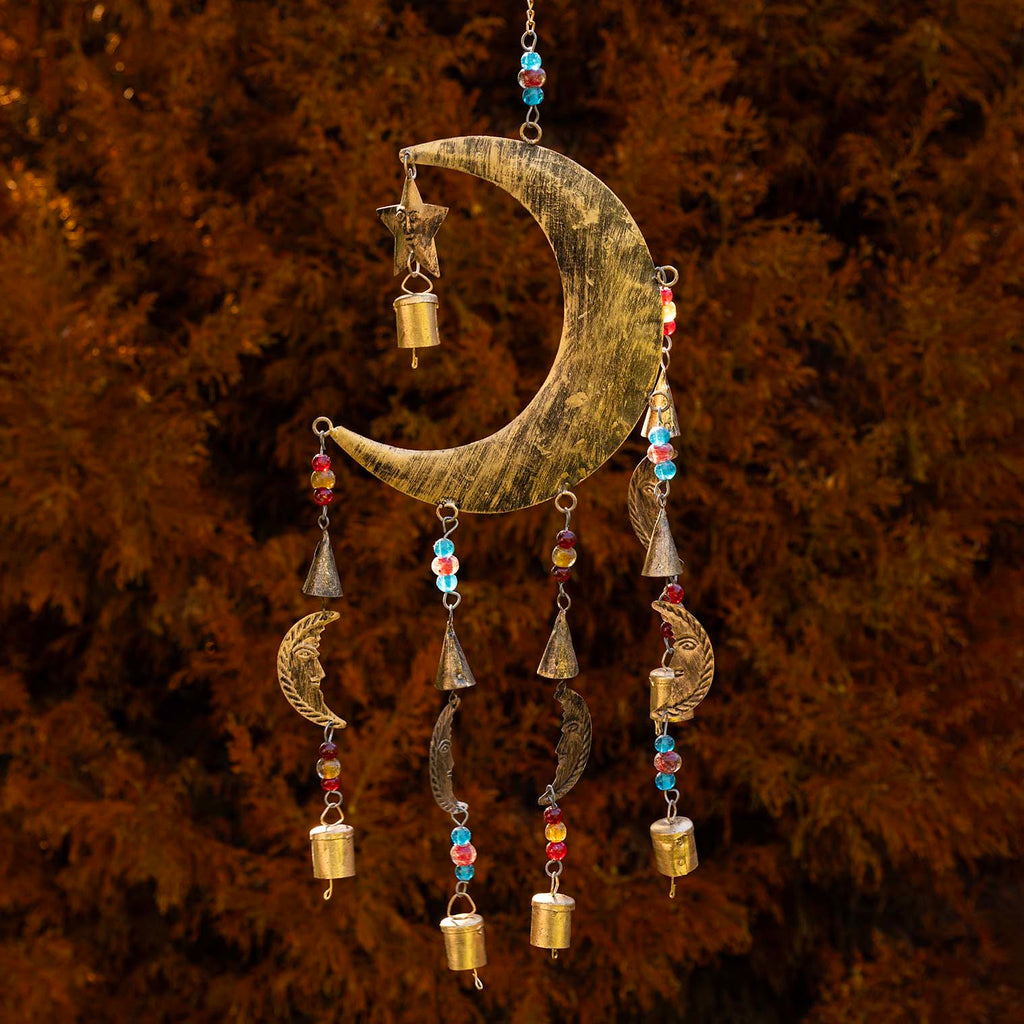 Metal Moon Mobile with Bells and Mini Moons