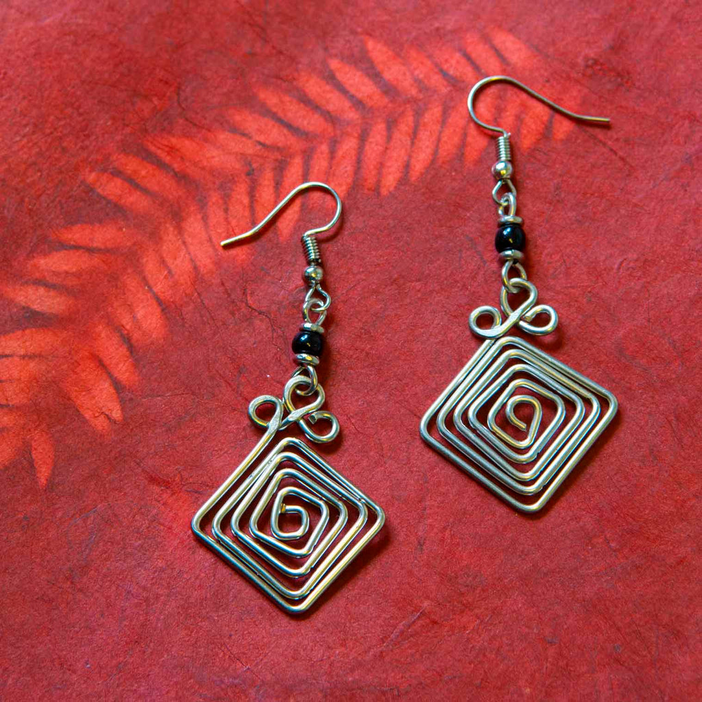 Diamond Spiral Kenyan Earrings-Siesta Crafts