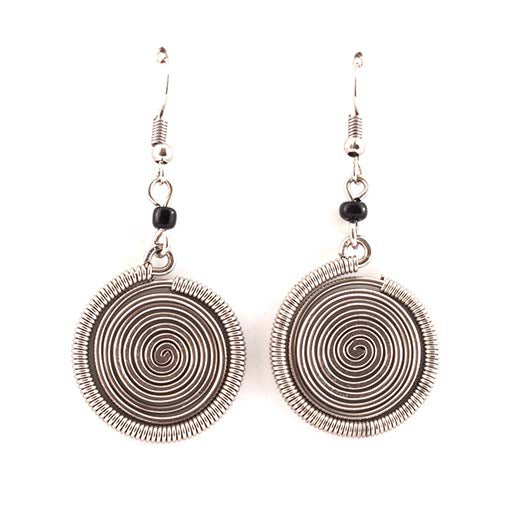 Round Spiral Kenyan Earrings-Siesta Crafts