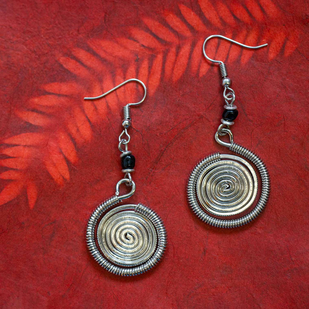 Round Spiral Kenyan Earrings-Siesta Crafts