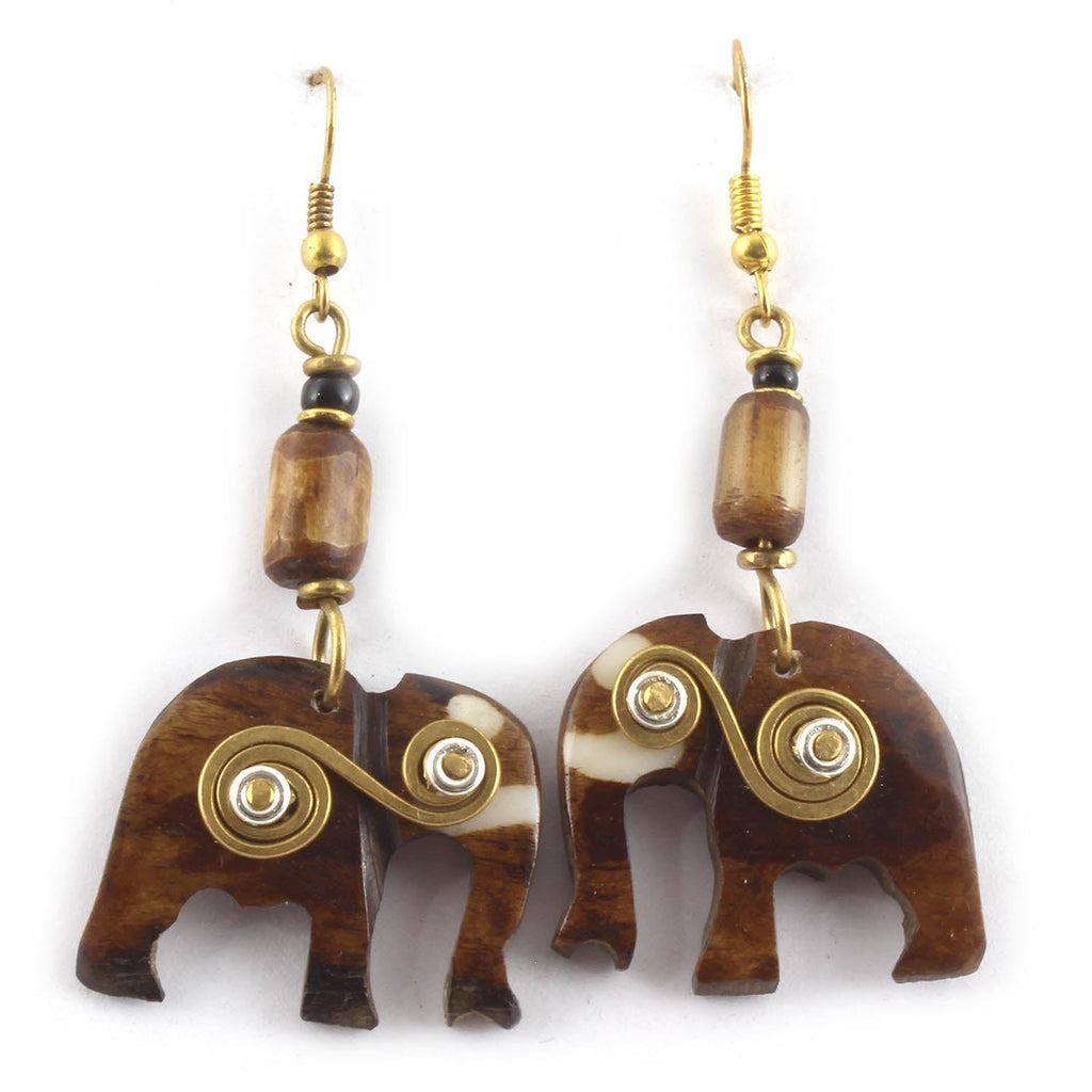 Spiral Elephant Earrings-Siesta Crafts