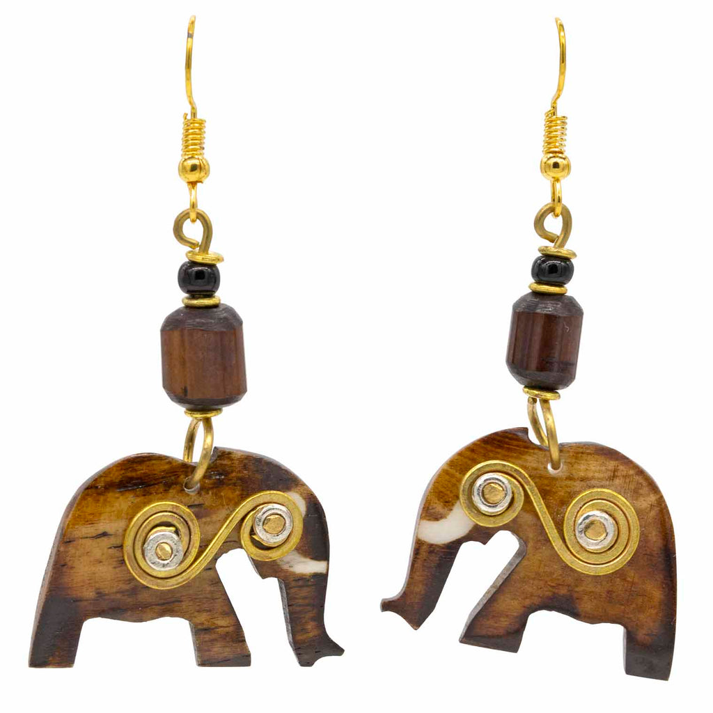 Spiral Elephant Earrings-Siesta Crafts