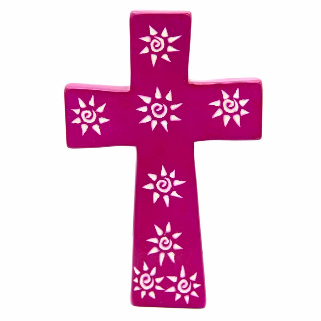 Standing Patterned Soapstone Cross-Siesta Crafts