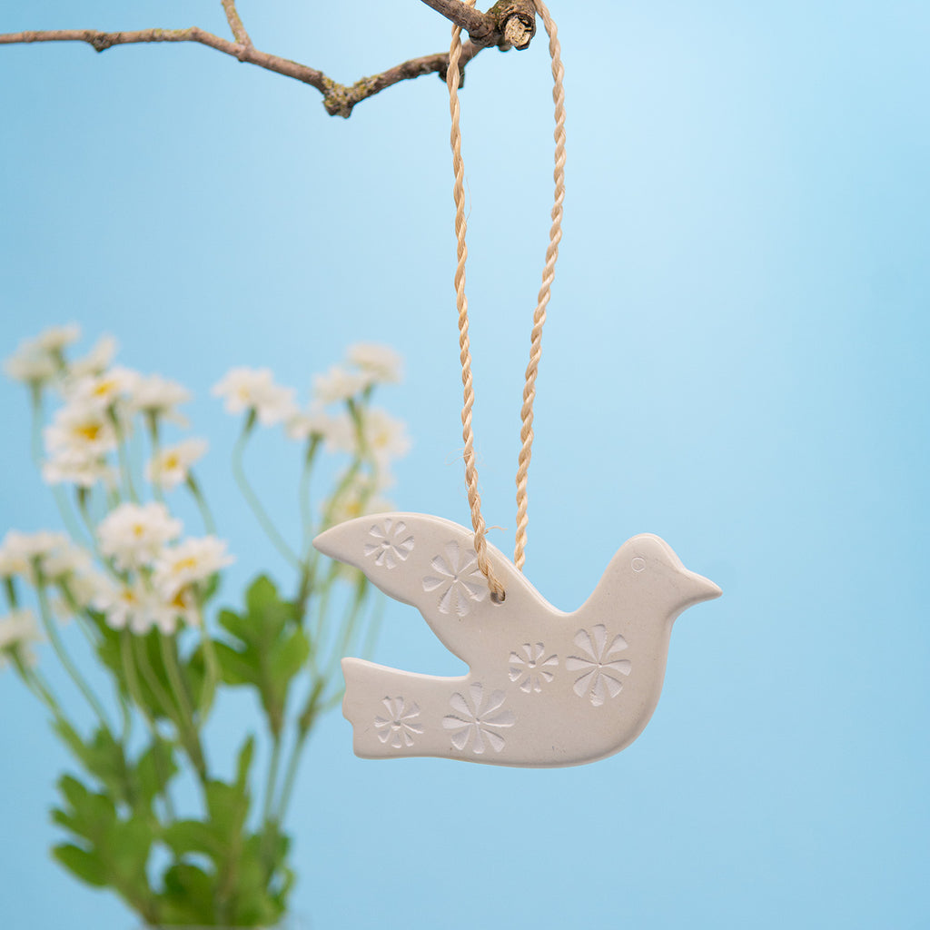 Dove Soapstone Christmas Decoration - Natural-Siesta Crafts