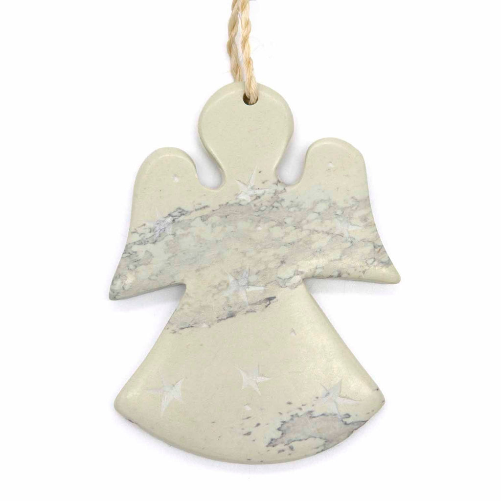 Angel Soapstone Christmas Decoration - Natural-Siesta Crafts