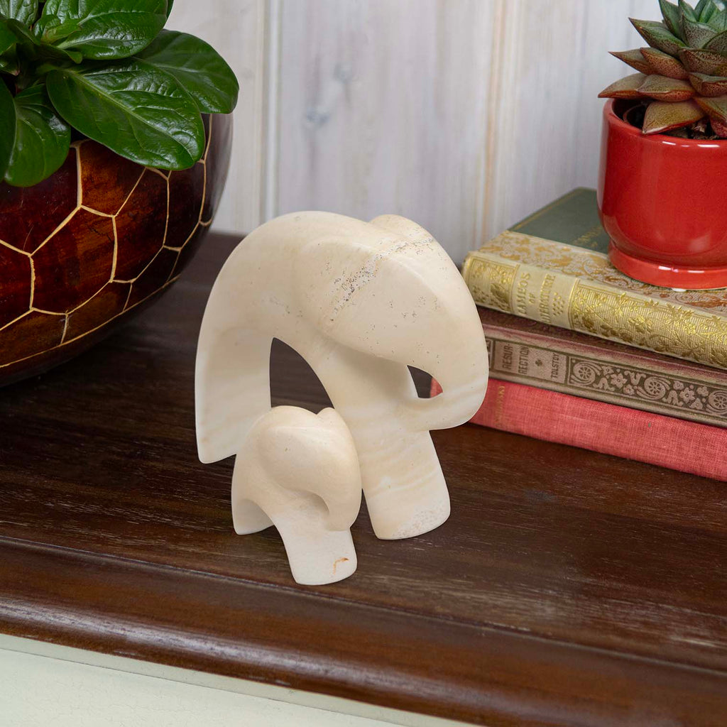 Soapstone Mother and Baby Elephant-Siesta Crafts