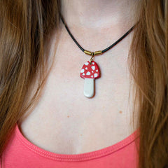 Soapstone Mushroom Pendant Necklace