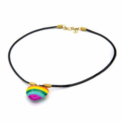 Soapstone Rainbow Heart Pendant Necklace-Siesta Crafts