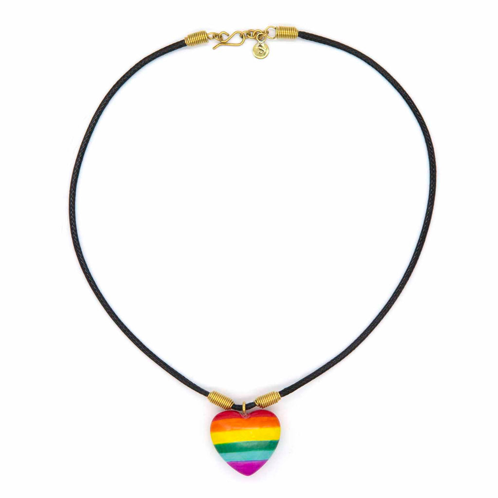Soapstone Rainbow Heart Pendant Necklace-Siesta Crafts
