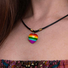 Soapstone Rainbow Heart Pendant Necklace-Siesta Crafts