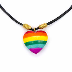 Soapstone Rainbow Heart Pendant Necklace-Siesta Crafts