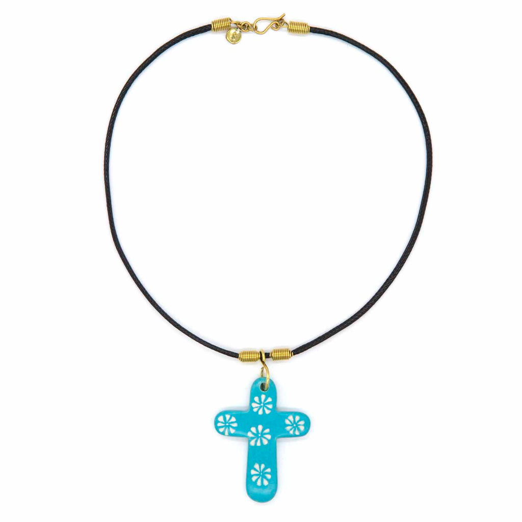 Soapstone Cross Pendant Necklace-Siesta Crafts