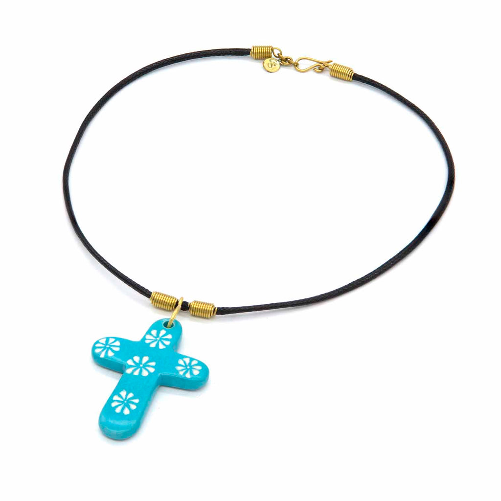 Soapstone Cross Pendant Necklace-Siesta Crafts