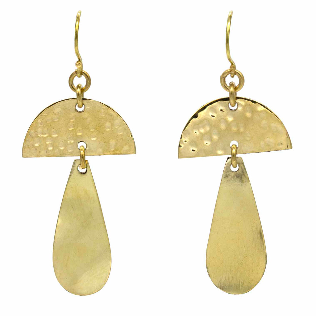 Mushroom Brass Earrings-Siesta Crafts
