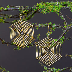 Spider Web Brass Earrings-Siesta Crafts