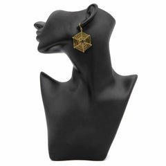 Spider Web Brass Earrings-Siesta Crafts