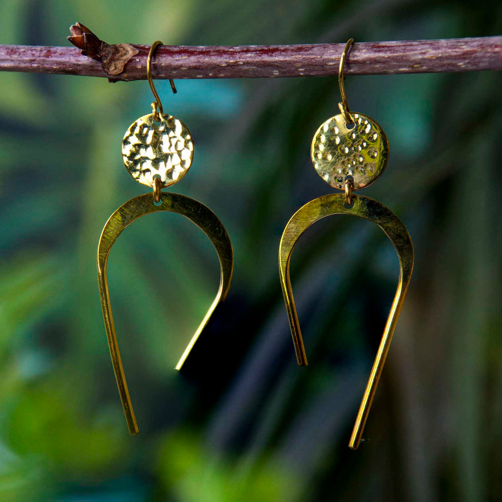 Abstract Brass Earrings-Siesta Crafts