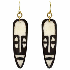African Mask Batik Bone Earrings-Siesta Crafts