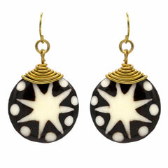 Starburst Batik Bone Earrings-Siesta Crafts