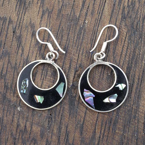 Basilia Black Shell Earrings-Siesta Crafts