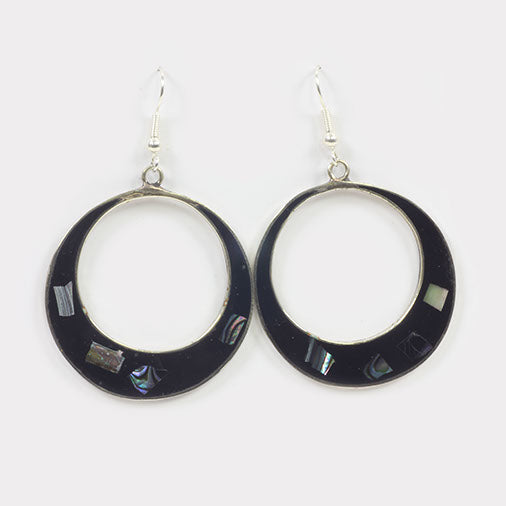Elena Black Shell Earrings-Siesta Crafts