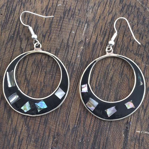Elena Black Shell Earrings-Siesta Crafts