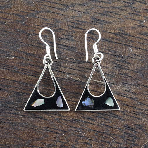 Anita Black Shell Earrings-Siesta Crafts