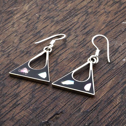 Anita Black Shell Earrings-Siesta Crafts