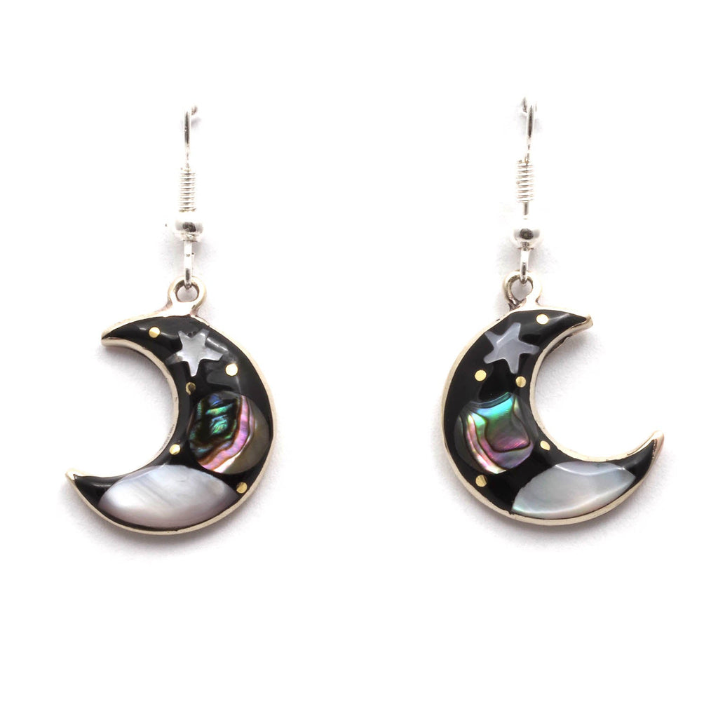 Stellar Crescent Moon Earrings-Siesta Crafts