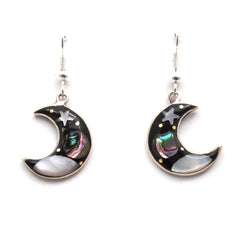 Stellar Crescent Moon Earrings-Siesta Crafts