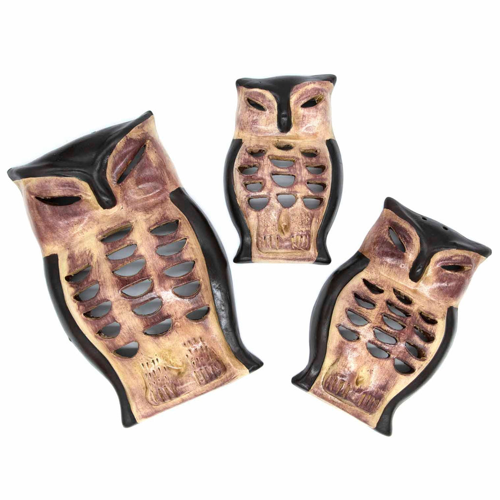 Mexican Ceramic Owl Plaques - Set of Three-Siesta Crafts