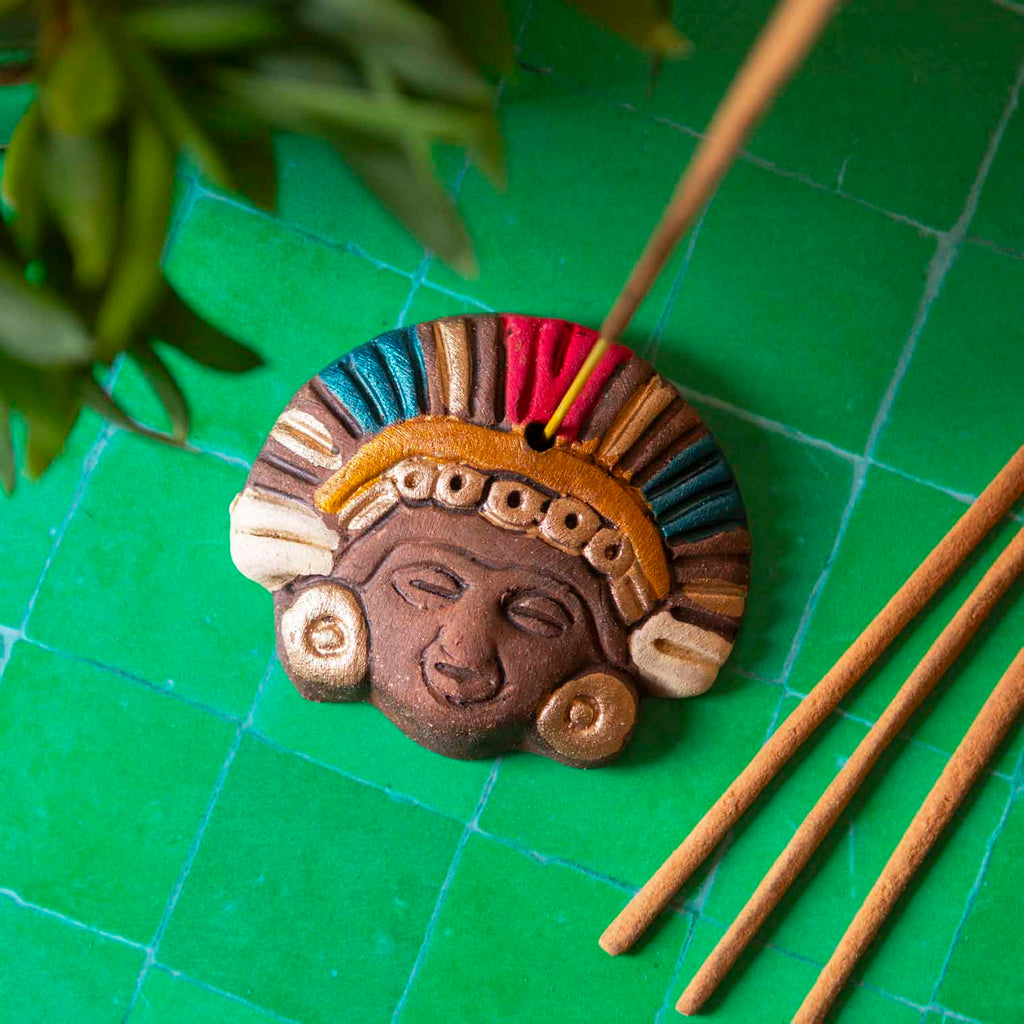 Aztec Maize God Incense Holder Colourful-Siesta Crafts