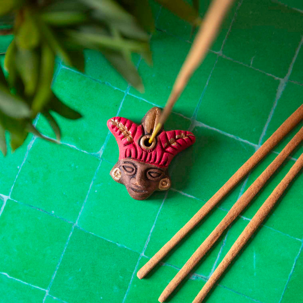 Aztec Warrior Incense Holder Colourful-Siesta Crafts