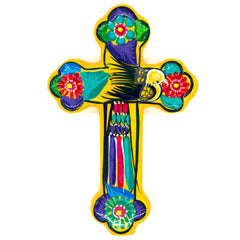 Mexican Painted Ornate Bird Cross-Siesta Crafts