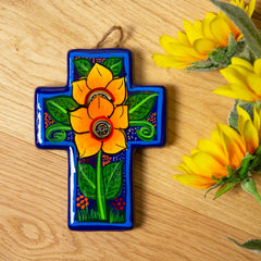 Mexican Painted Sunflower Block Cross-Siesta Crafts