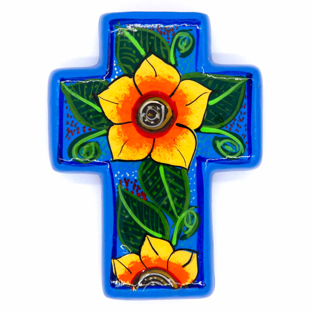 Mexican Painted Sunflower Block Cross-Siesta Crafts