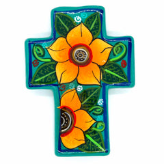 Mexican Painted Sunflower Block Cross-Siesta Crafts