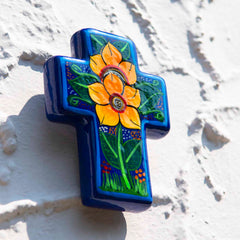 Mexican Painted Sunflower Block Cross-Siesta Crafts