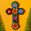 Mexican Painted Ornate Flower Cross-Siesta Crafts