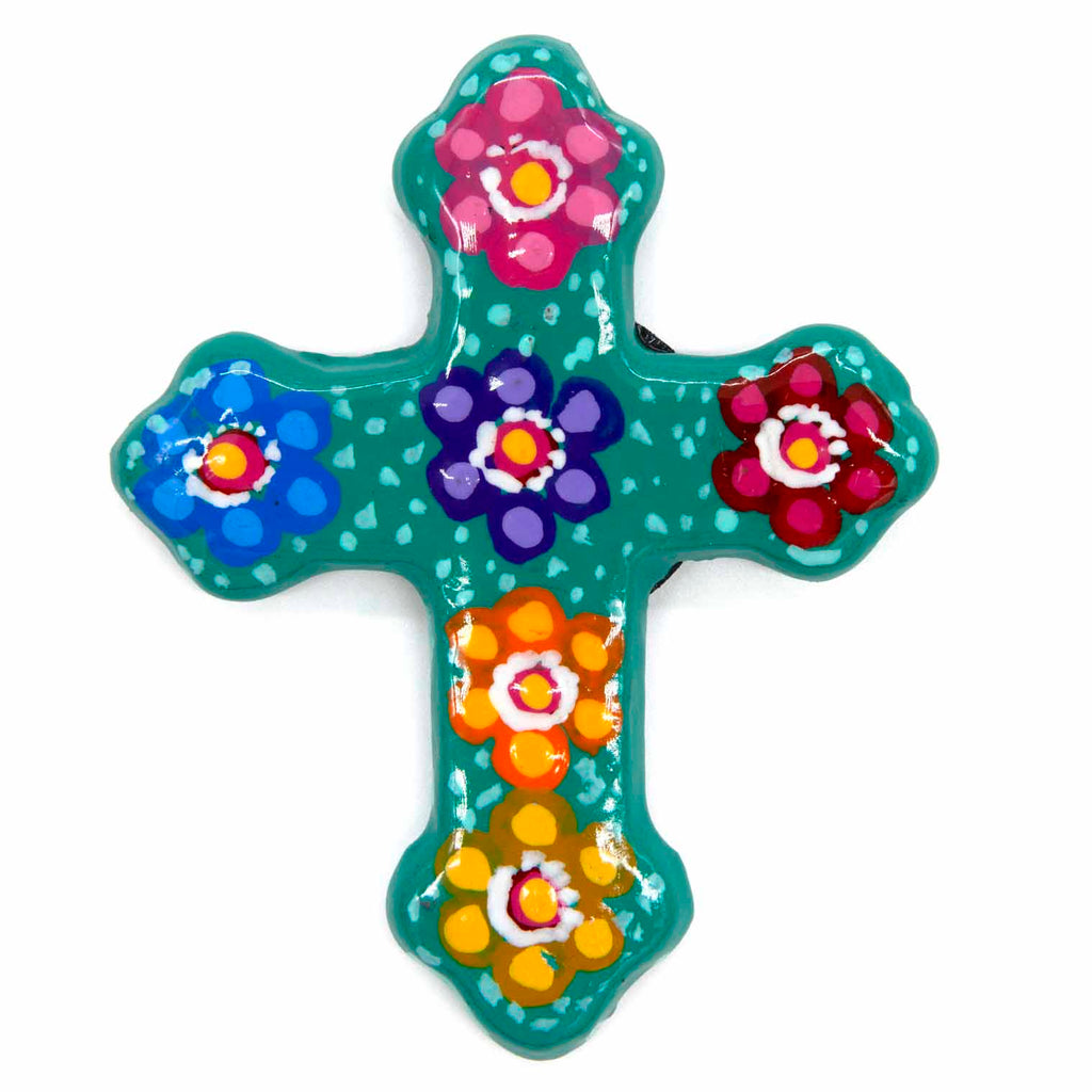 Mexican Painted Magnet Cross-Siesta Crafts