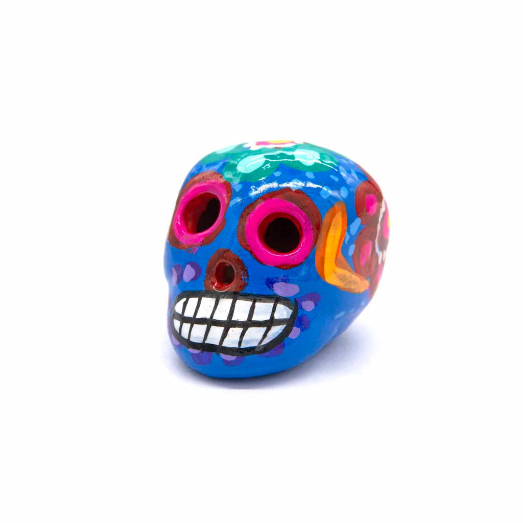 Mexican Painted Skull Mini with Two Holes-Siesta Crafts