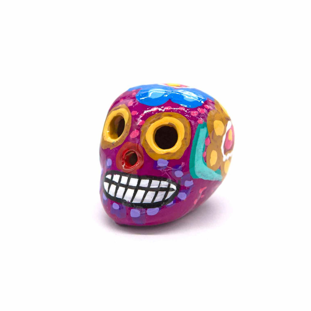 Mexican Painted Skull Mini with Two Holes-Siesta Crafts