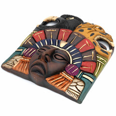 Eagle and Jaguar Headdress Ceramic Wall Mask-Siesta Crafts