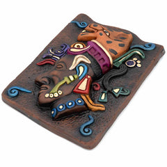 Mayan Jaguar Headdress Ceramic Wall Plaque-Siesta Crafts