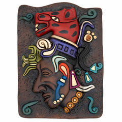 Mayan Jaguar Headdress Ceramic Wall Plaque-Siesta Crafts